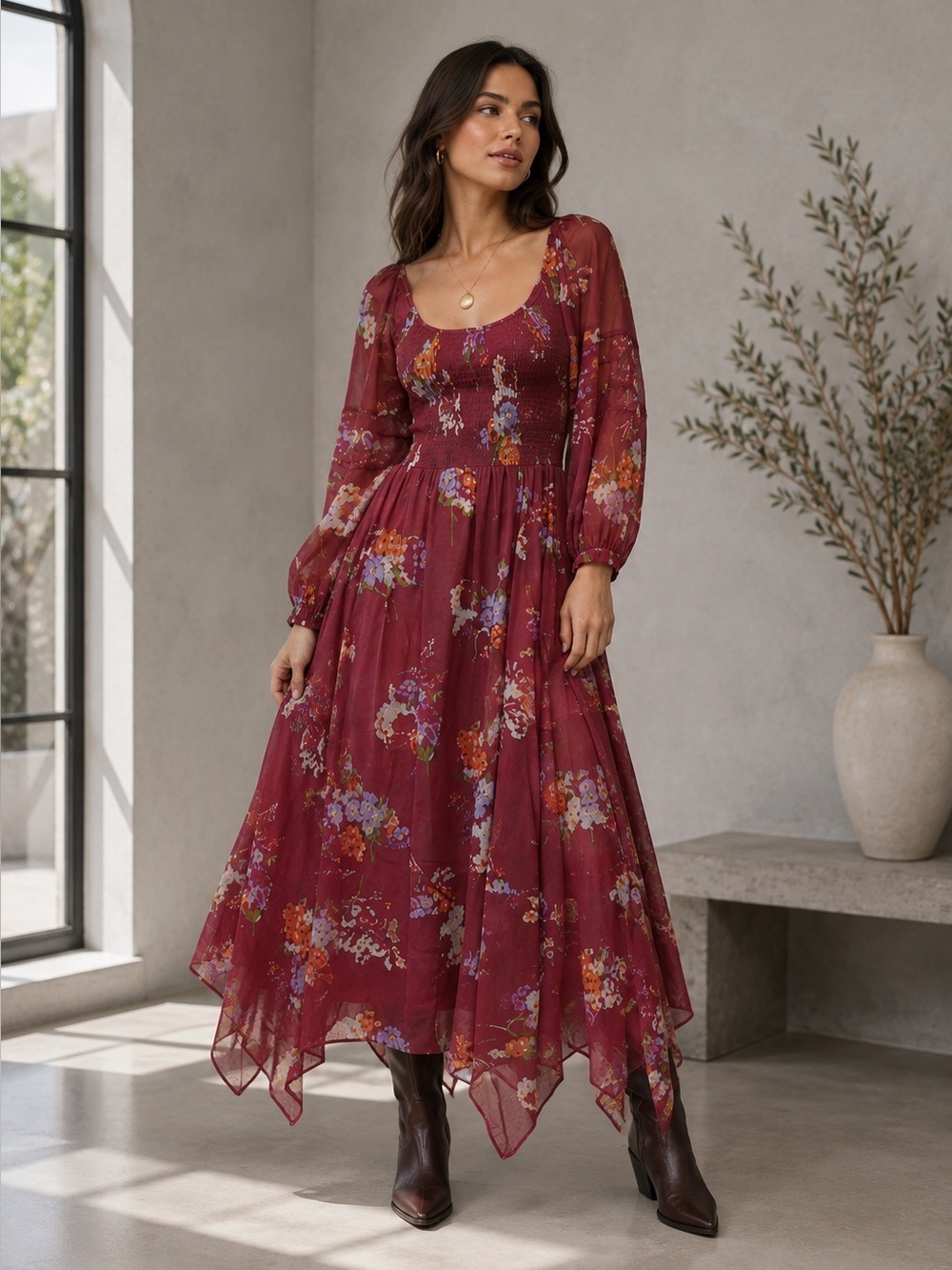 Free People Morning Glory Floral Maxi Dress M B676